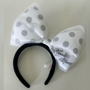 Tokyo Disney Disneyland White Polka Dot Extra Large Bow Headband